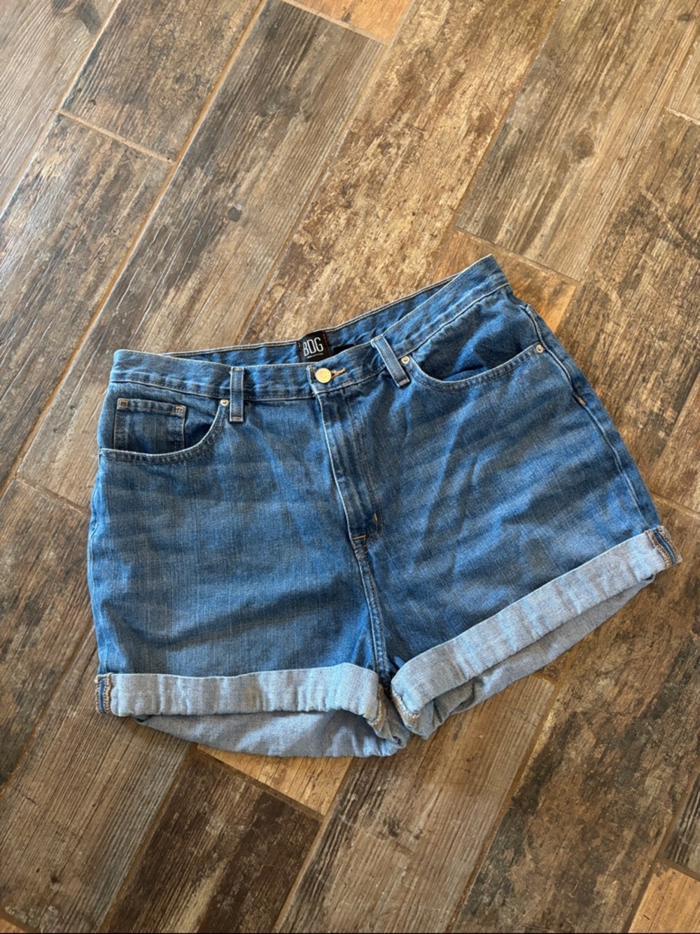 BDG (Size 33) Urban Outfitters Rolled Hem Mom High-Rise Denim Jean Shorts